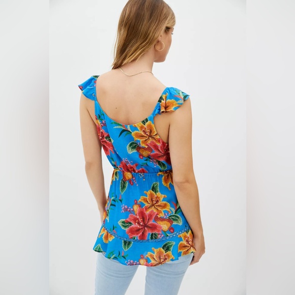 FARM Rio Ruffle Button Front Tank Top XS - Picture 4 of 14